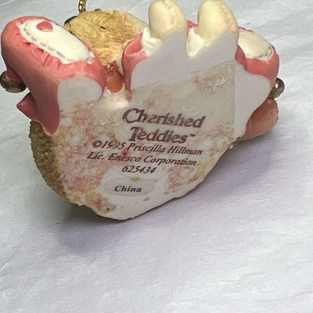Cherished Teddies 1995 Girl Bear with‎ Doll Hanging Ornament #625434